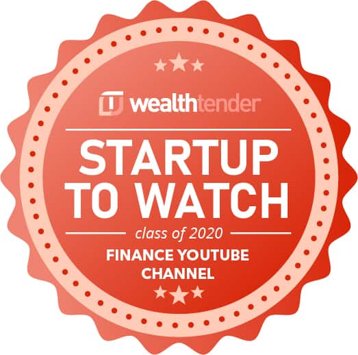 Seal of recognition highlighting 'wealthtender' as a notable startup to watch from the class of 2020 in the finance youtube channel category.