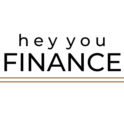 Elegant financial services brand logo with a minimalist design featuring the words 'hey you finance' in a modern font.