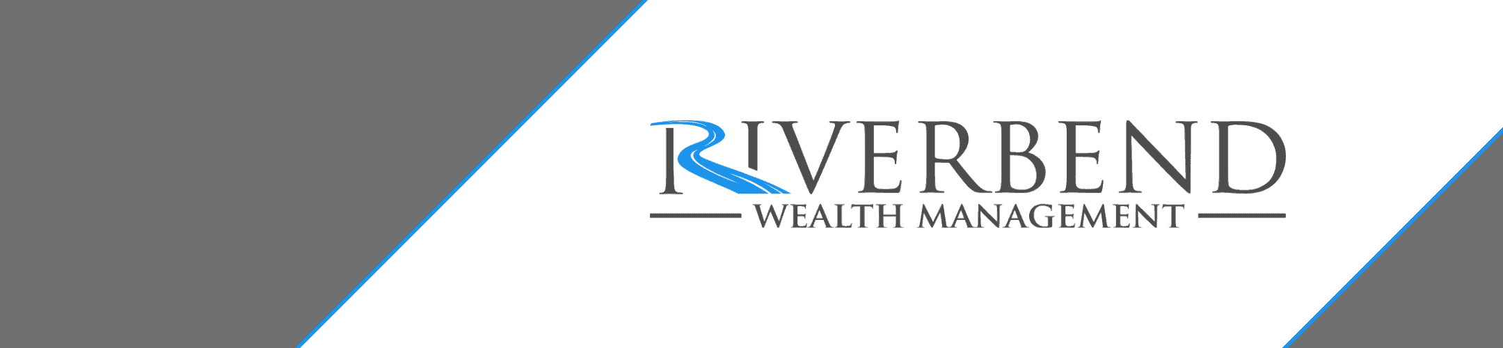 Riverbend wealth management corporate logo on a sleek gray and blue background design.