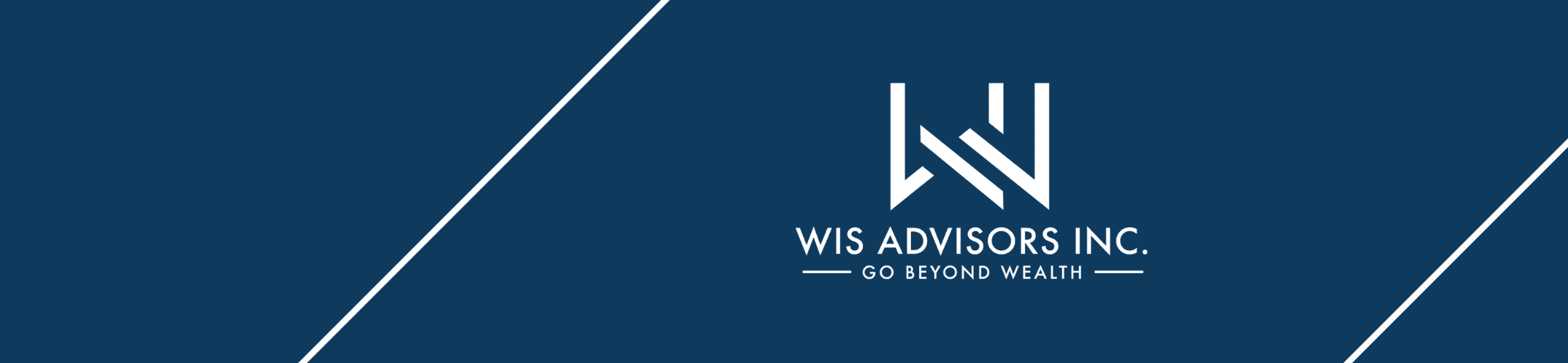 A sleek, professional banner featuring the logo of wis advisors inc. with the tagline 