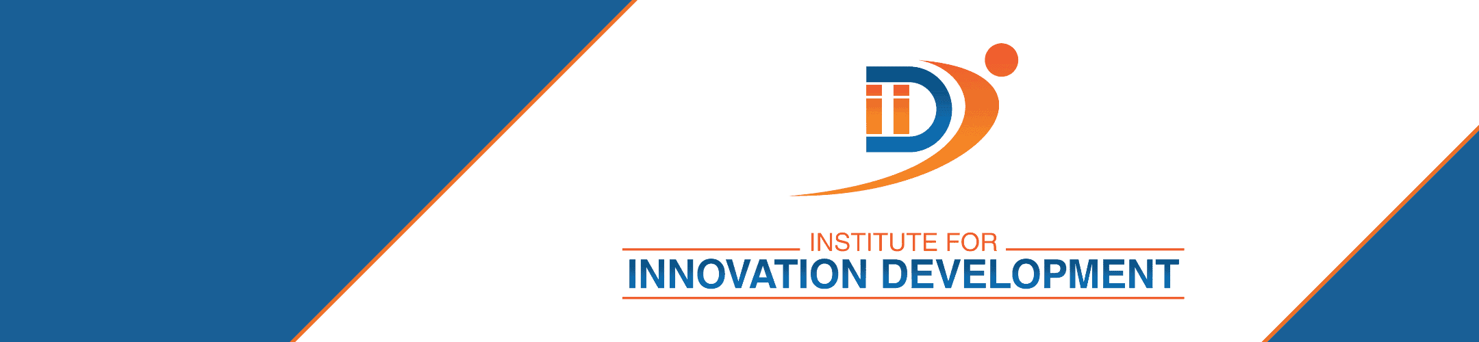 Logo of the Institute for Innovation Development on a blue and white background, with stylized text and design elements in orange and blue.