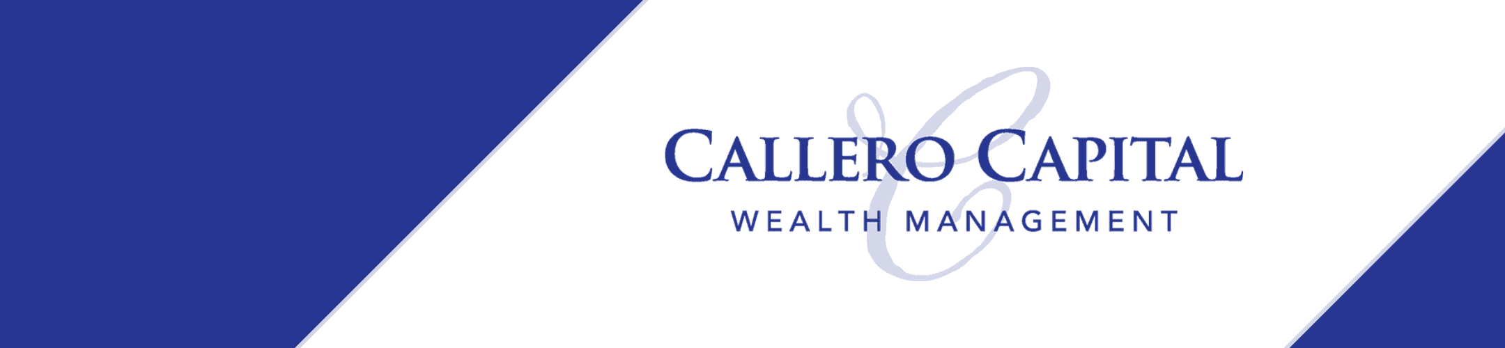 Logo for Callero Capital Wealth Management with blue and white diagonal design; company name is centered in blue text with a light grey ampersand in the background.