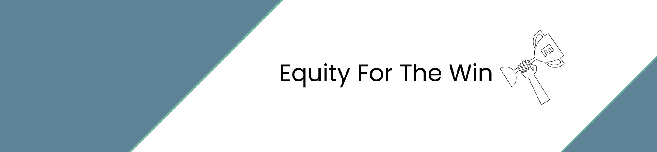 Diagonal design with blue and white sections, the text 