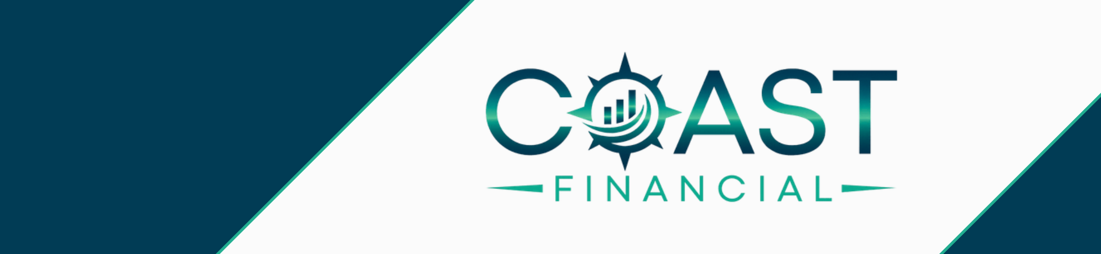 Logo for Coast Financial with a nautical compass design replacing the 