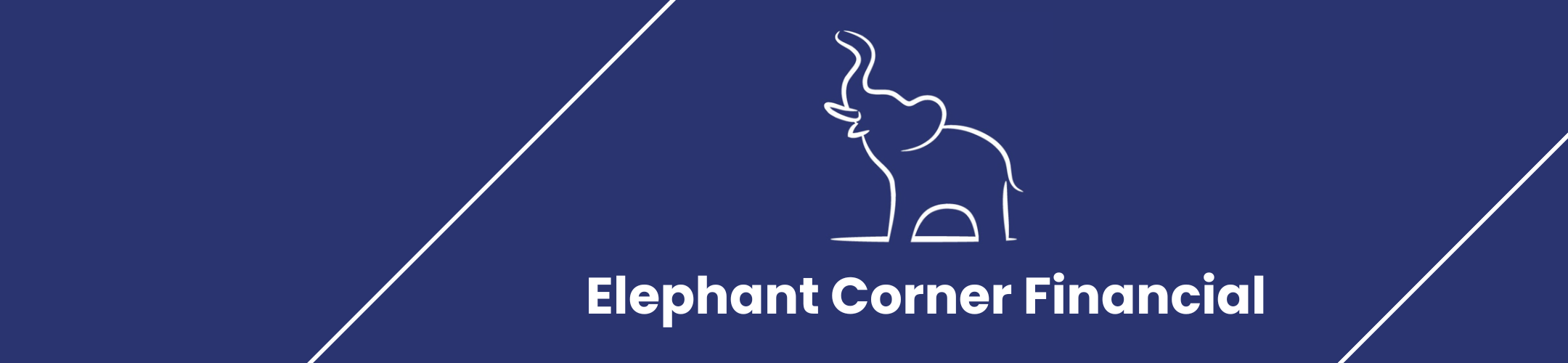 A minimalist white outline of an elephant stands above the bold text 