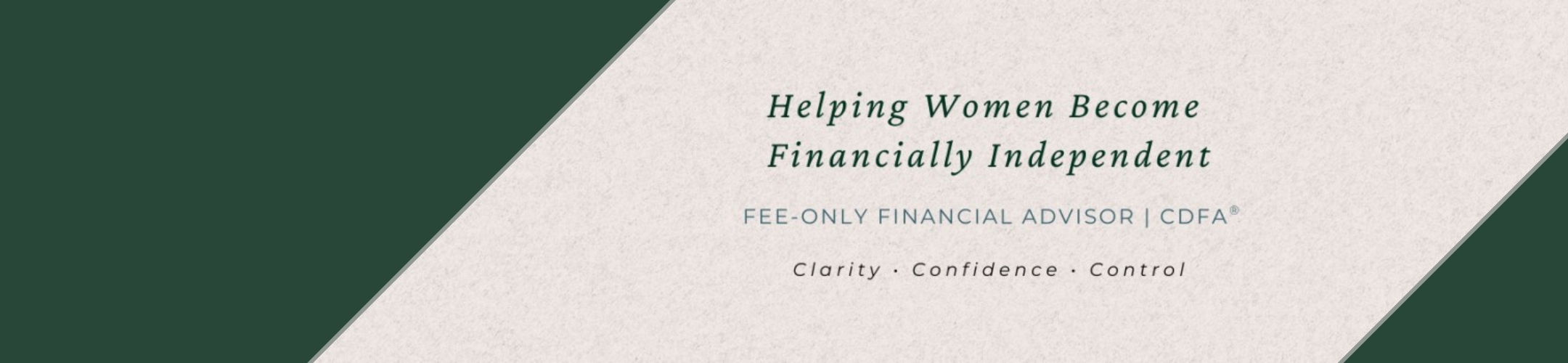 A diagonal split background with green and beige colors. Text reads: 